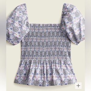 J. Crew Smocked squareneck organic cotton top in Liberty® Club Nouveau floral xs